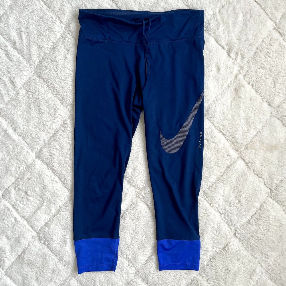 Nike Navy and Blue Drawstring Active Leggings